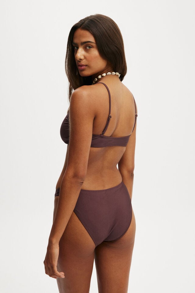 Cotton On Super Scoop Bikini Top Willow Brown Shimmer