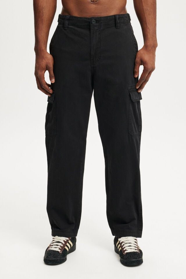 Cotton On Tactical Cargo Pant Jet Black Herringbone