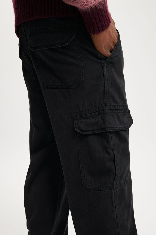 Cotton On Tactical Cargo Pant Jet Black Herringbone