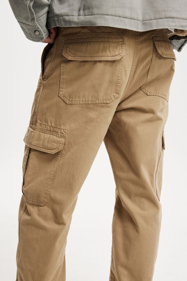 Cotton On Tactical Cargo Pant Light Camel Herringbone