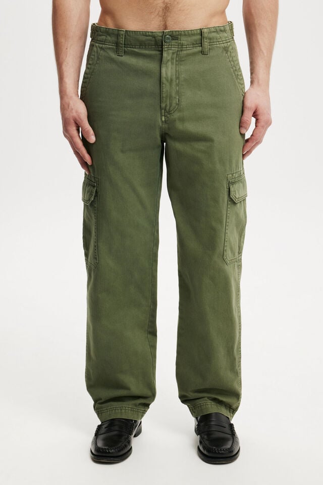 Cotton On Tactical Cargo Pant Vintage Army Green Herringbone