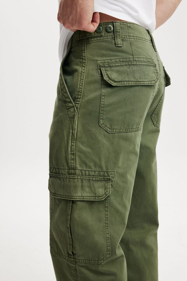 Cotton On Tactical Cargo Pant Vintage Army Green Herringbone