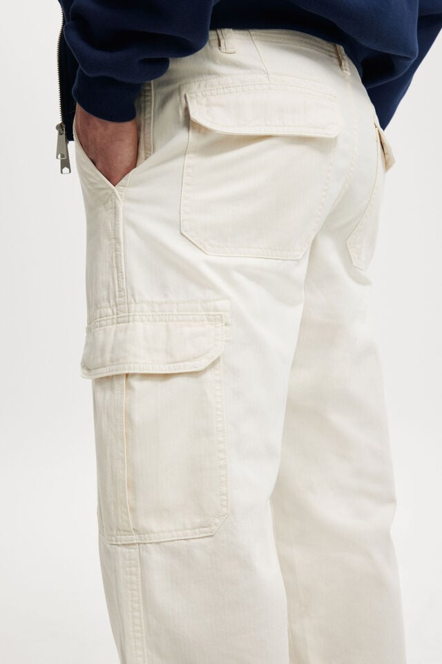 Cotton On Tactical Cargo Pant Vintage Ecru Herringbone