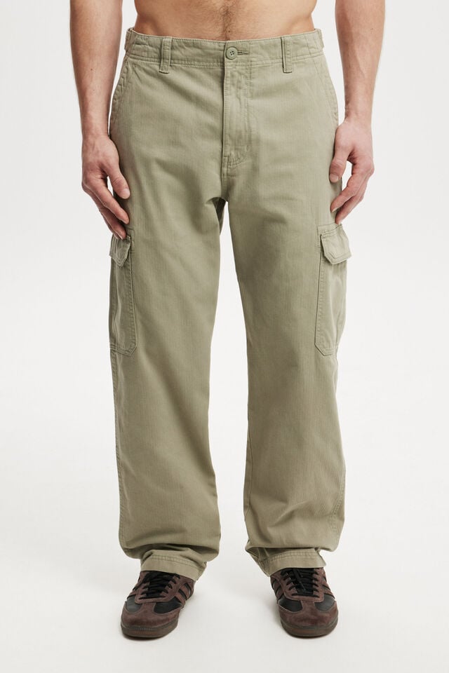 Cotton On Tactical Cargo Pant Washed Military Herringbone