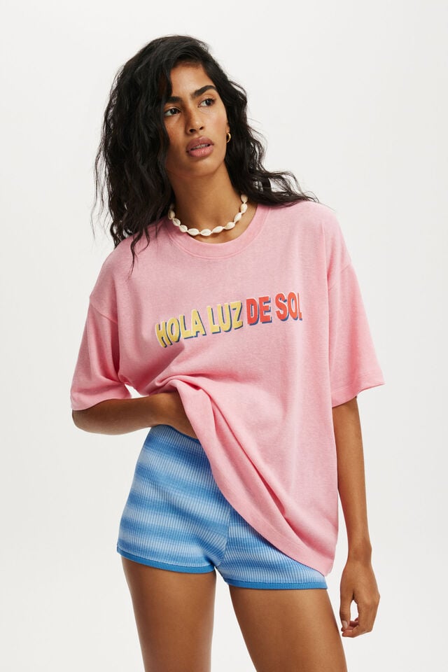 cotton on The Boxy Graphic Tee hol & luz de sol/britney pink