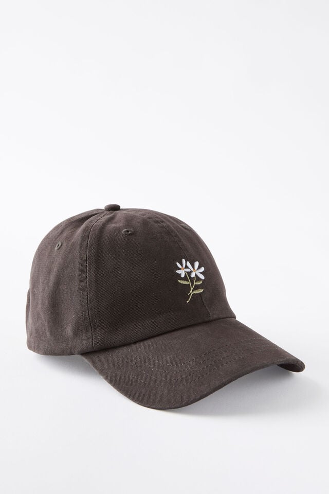 cotton on The Classic Cap hand drawn flowers/charcoal