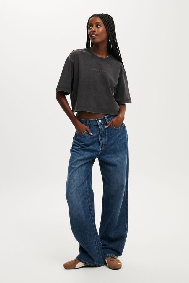 Cotton On The Cropped Boxy Graphic Tee Harmony Stadium/washed Black