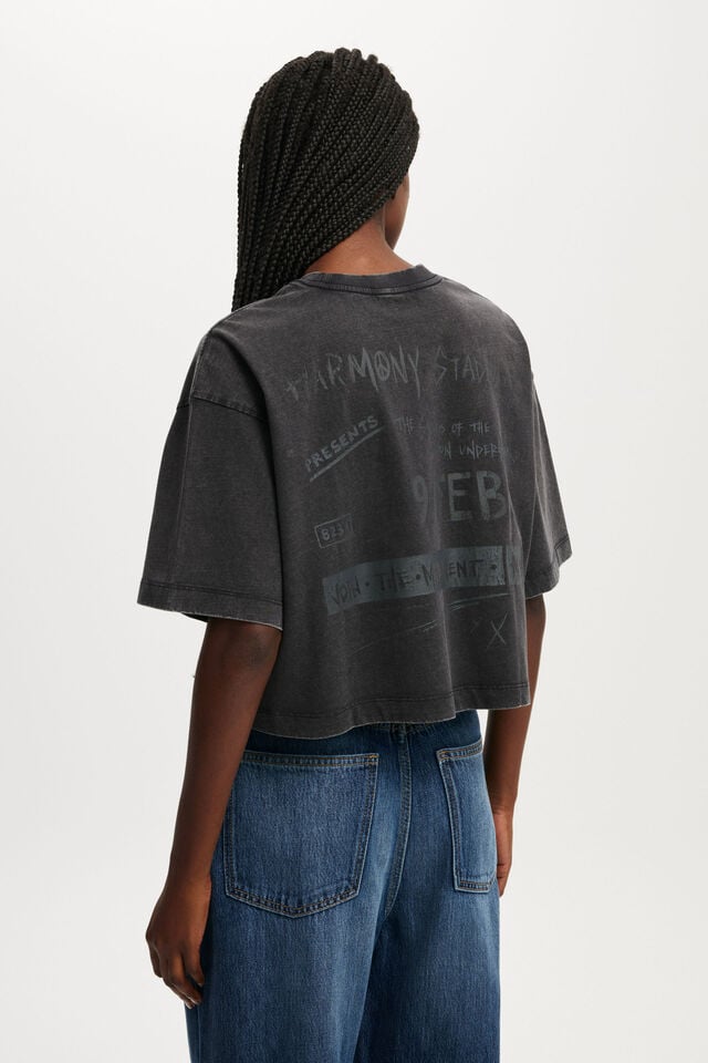 Cotton On The Cropped Boxy Graphic Tee Harmony Stadium/washed Black