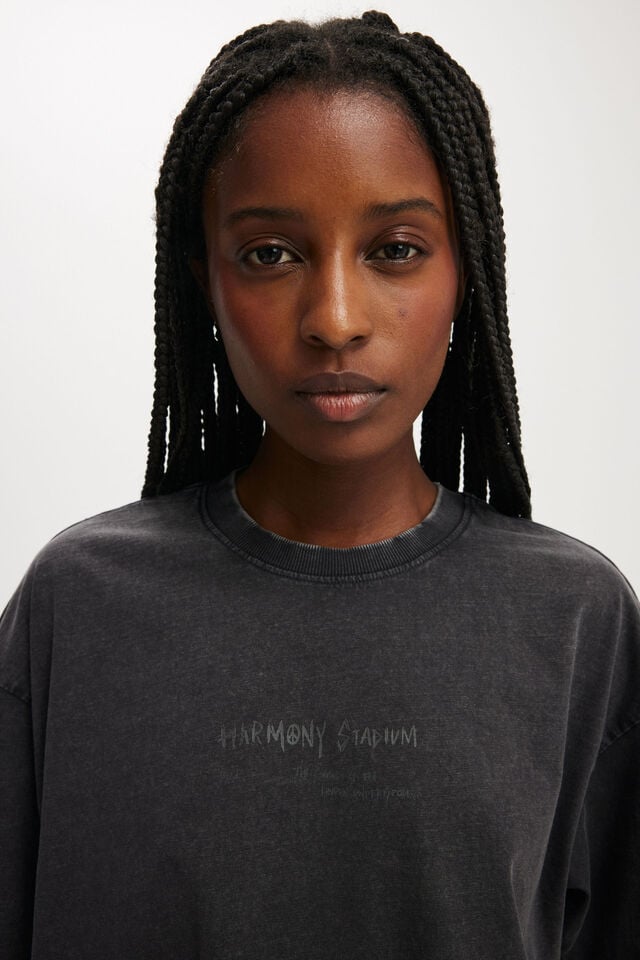 Cotton On The Cropped Boxy Graphic Tee Harmony Stadium/washed Black