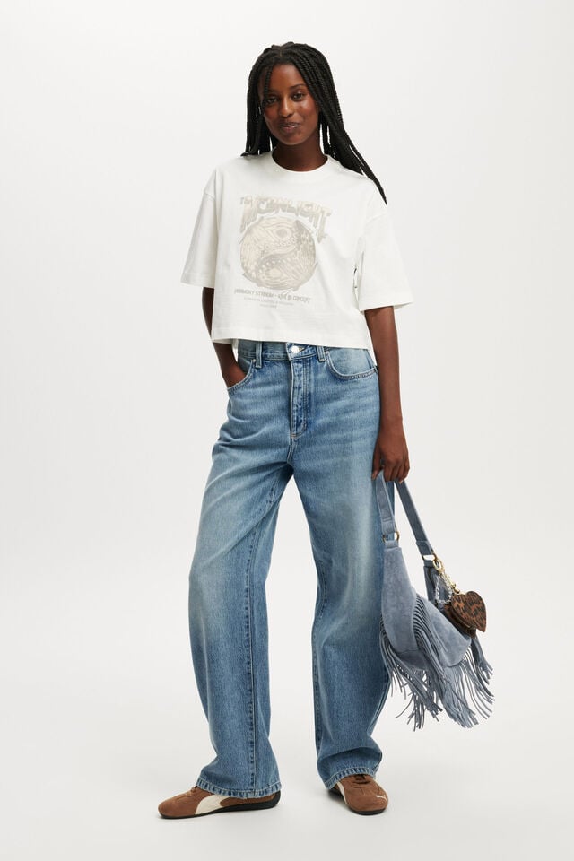 Cotton On The Cropped Boxy Graphic Tee Moonlight/marshammlow
