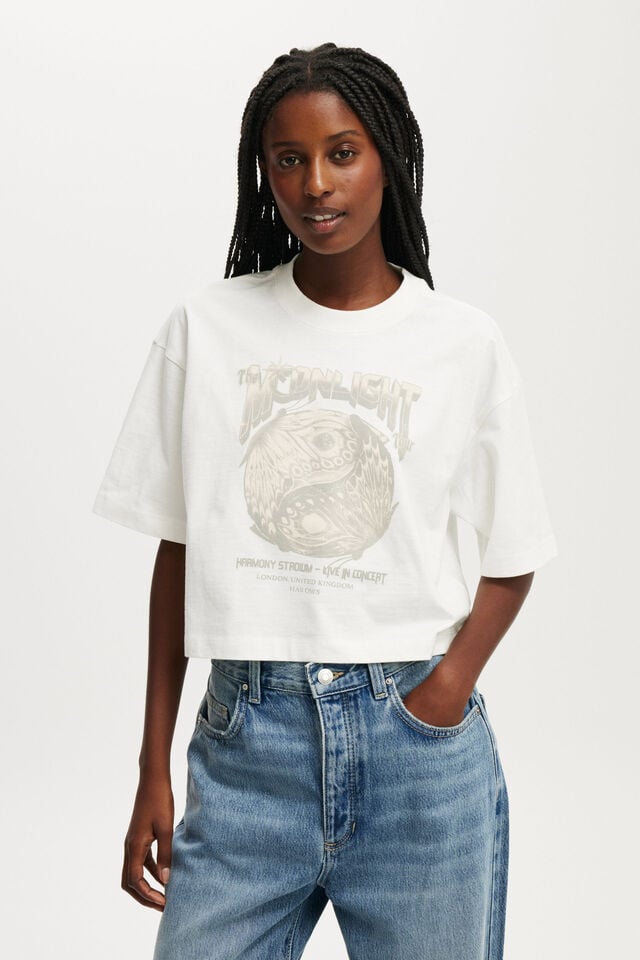 cotton on The Cropped Boxy Graphic Tee moonlight/marshammlow