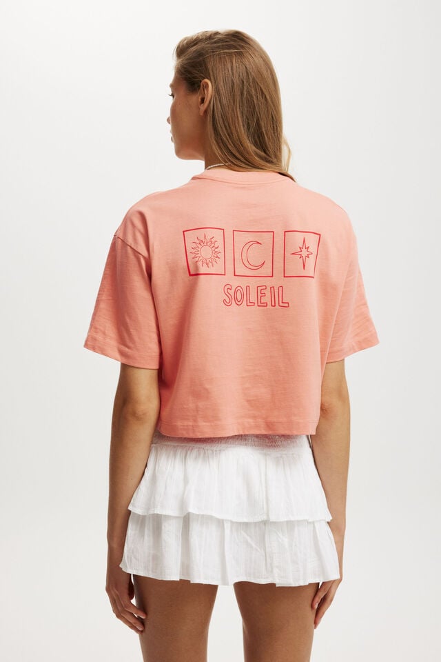 Cotton On The Cropped Boxy Graphic Tee Soleil/ Nectarine