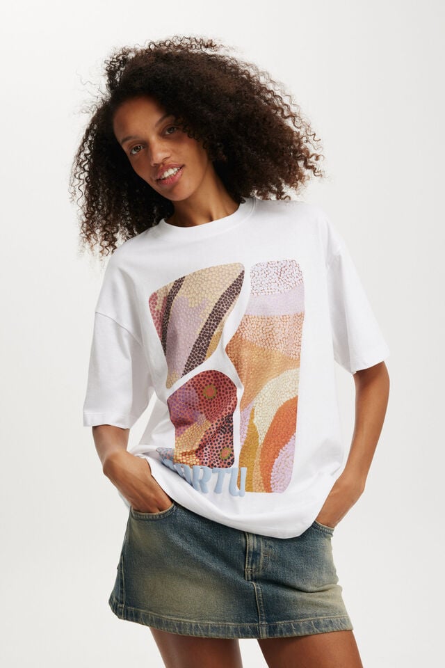 cotton on The Lcn Boxy Graphic Tee lcn br martu shapes/ white