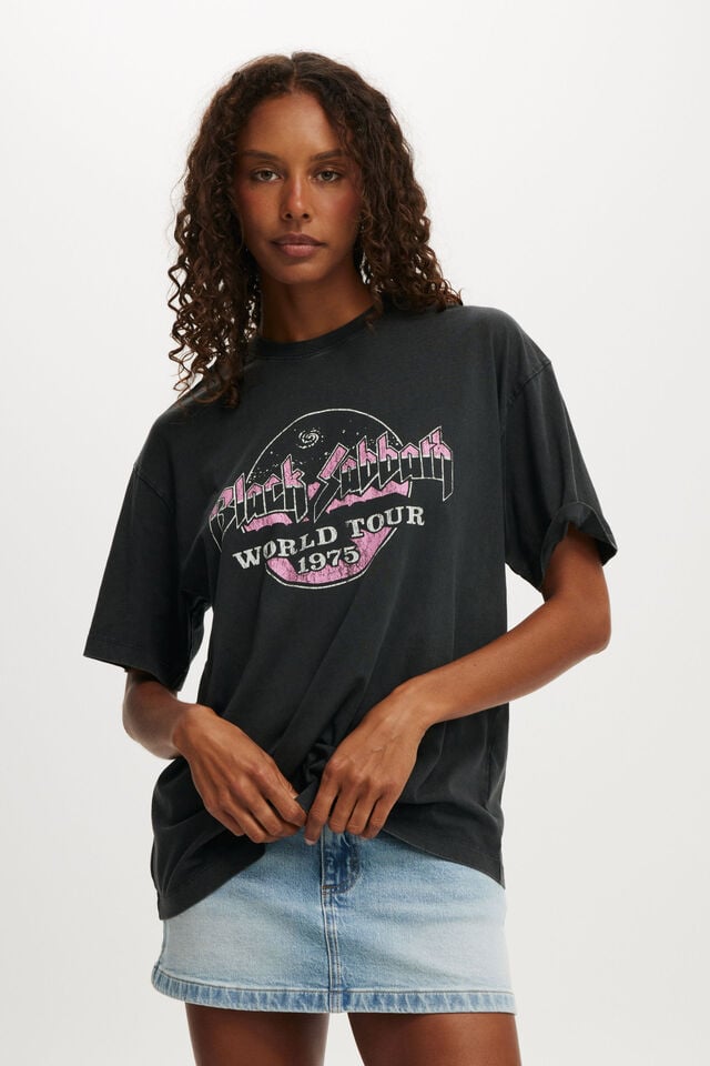 cotton on The Lcn Music Boxy Graphic Tee lcn br black sabbath 1975/ washed black