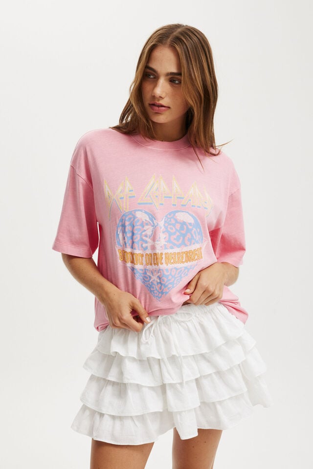 cotton on The Lcn Music Boxy Graphic Tee lcn br def leppard heartbreak/ britney pink