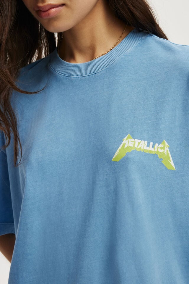 Cotton On The Lcn Music Boxy Graphic Tee Lcn Bra Metallica Us Tour/ Digital Blue