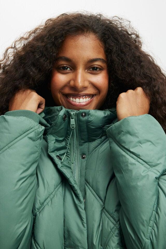 Cotton On The Mother Puffer Jacket Emerald Forest Quilt