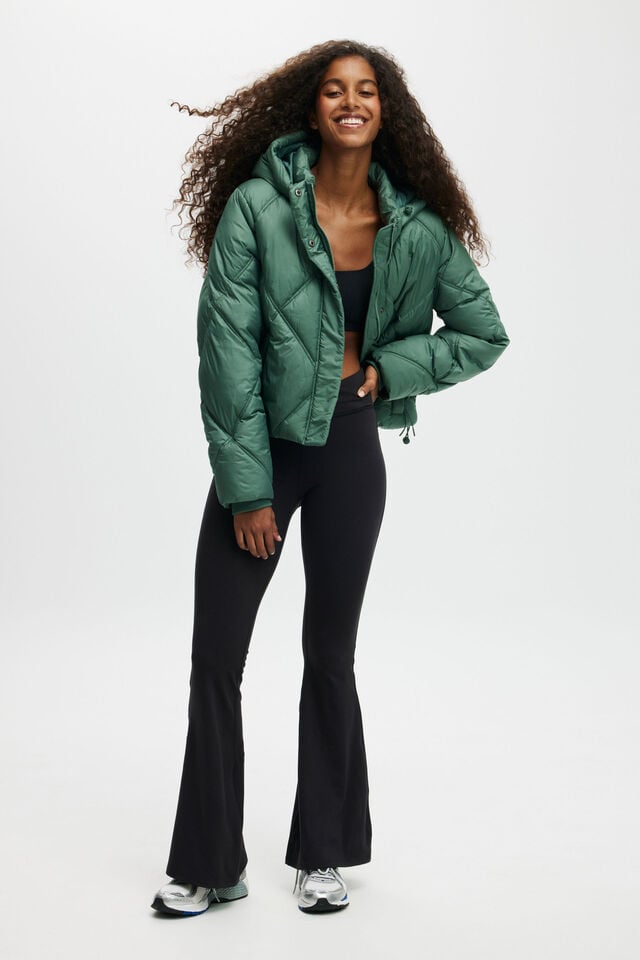 Cotton On The Mother Puffer Jacket Emerald Forest Quilt