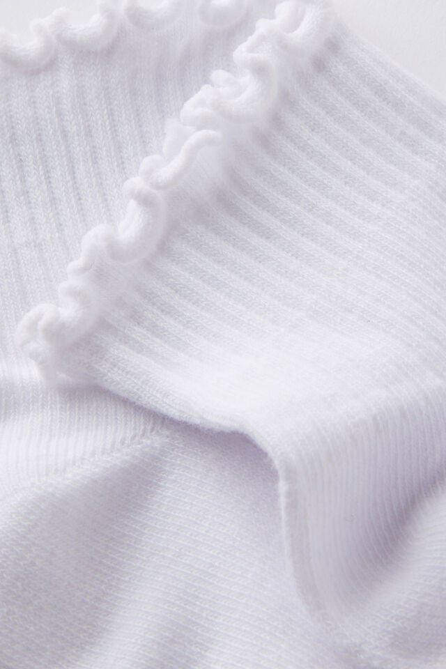 Cotton On The Perfect Pair Frill Rib Ankle 2Pk White