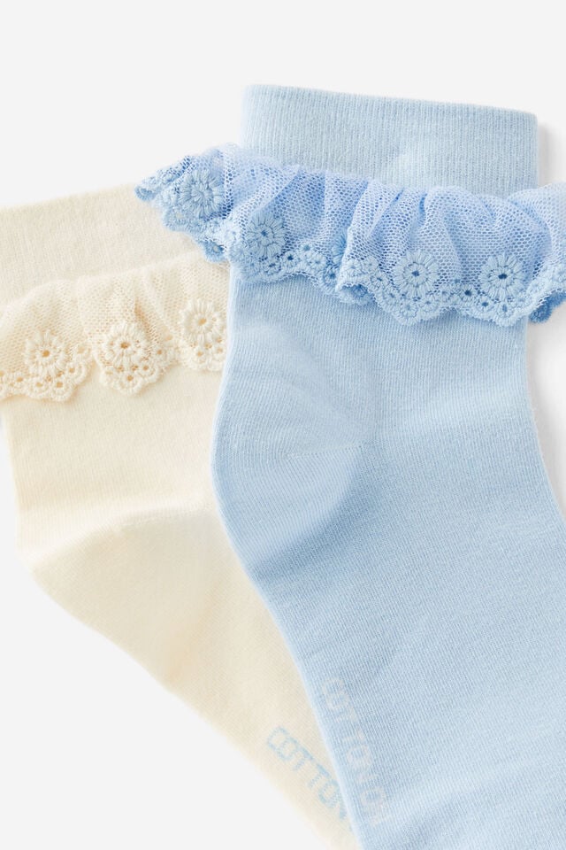 Cotton On The Perfect Pair Pretty Frill Sock Blue/pearl Lace