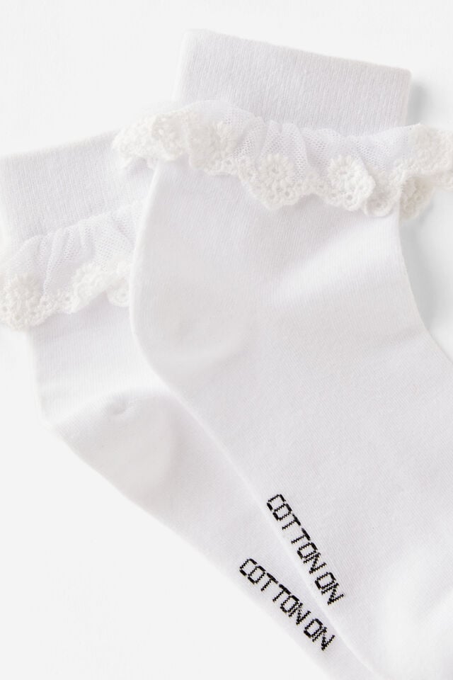 Cotton On The Perfect Pair Pretty Frill Sock White/lace