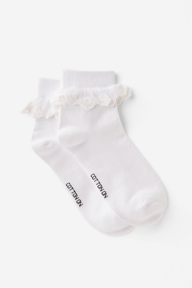 cotton on The Perfect Pair Pretty Frill Sock white/lace