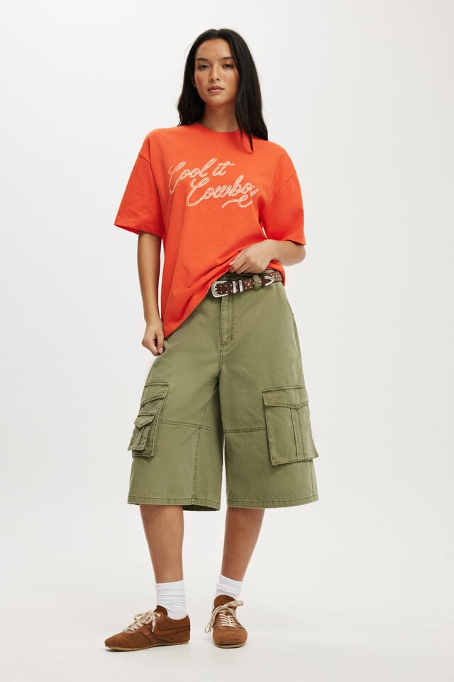 Cotton On The Premium Boxy Graphic Tee Cool It Cowboy/ Coral Crush