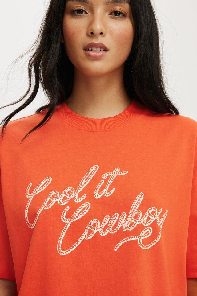 Cotton On The Premium Boxy Graphic Tee Cool It Cowboy/ Coral Crush