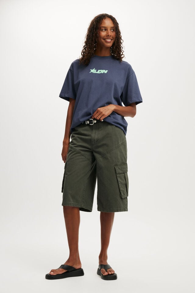 Cotton On The Premium Boxy Graphic Tee London / Collegiate Navy