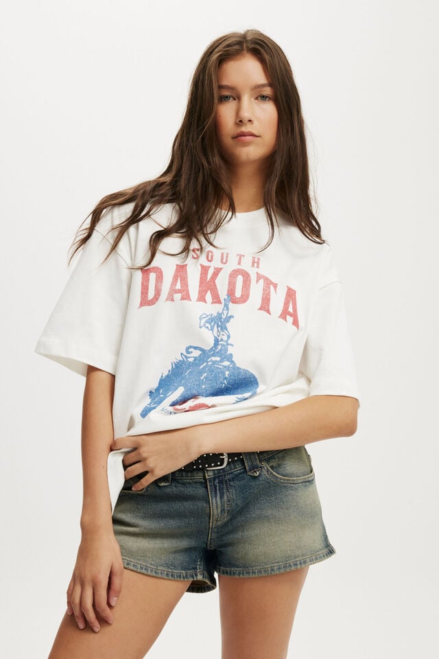 cotton on The Premium Boxy Graphic Tee south dakota rodeo/ vintage white