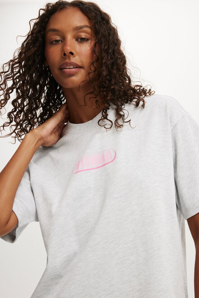 Cotton On The Premium Boxy Graphic Tee Vienna / Soft Grey Marle