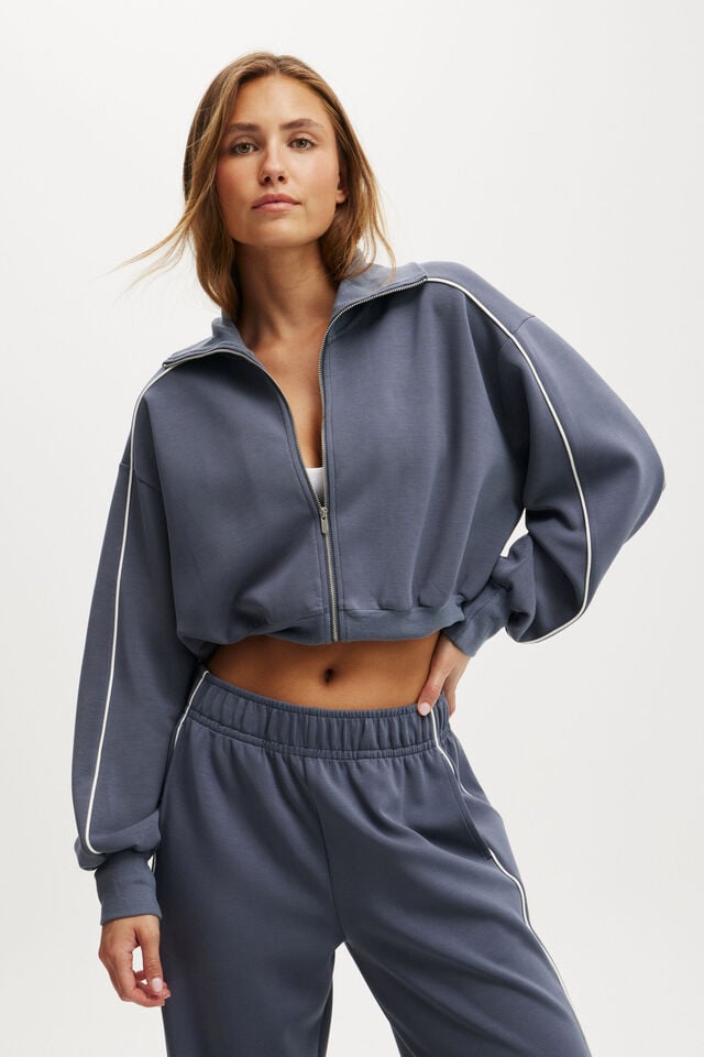 cotton on The Ultimate Soft Track Jacket folkstone grey/white