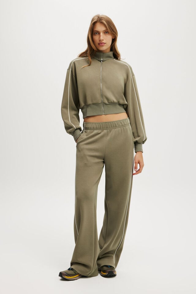 Cotton On The Ultimate Soft Track Jacket Jungle Green/coconut Milk