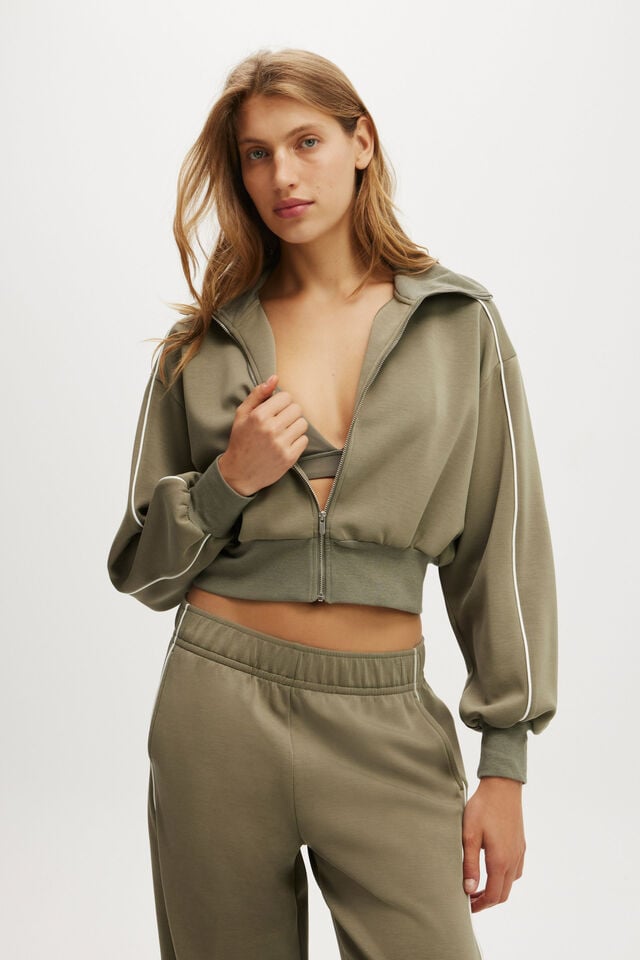 cotton on The Ultimate Soft Track Jacket jungle green/coconut milk