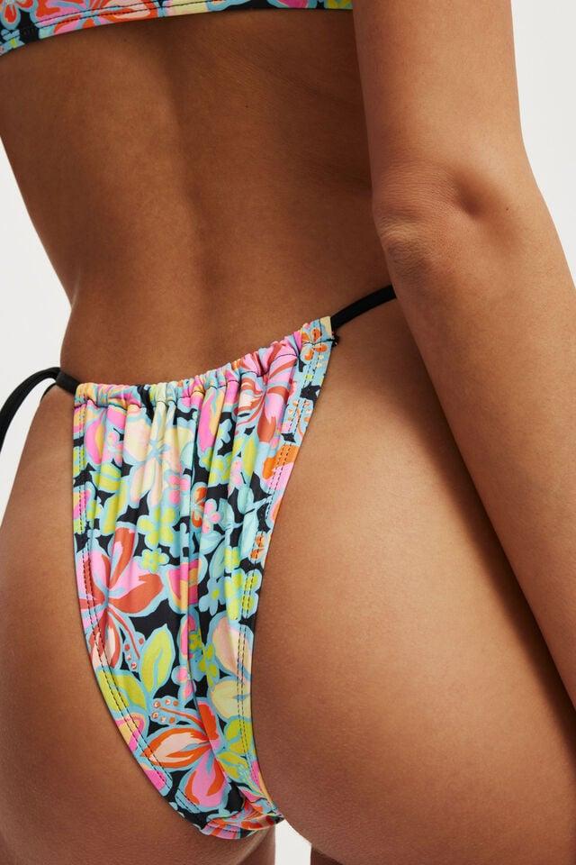 Cotton On Thin Strap Gathered Brazilian Bikini Bottom Hayley Hibiscus
