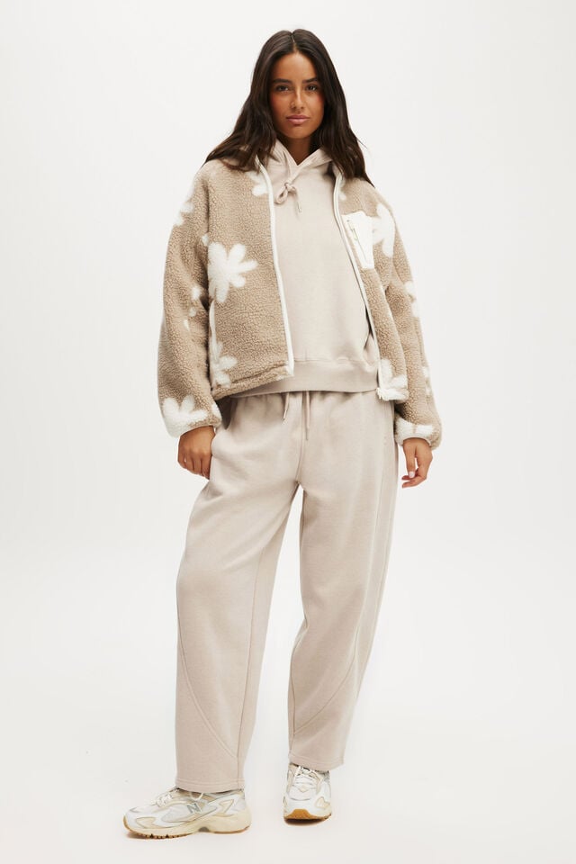 Cotton On Trail Sherpa Zip Through Allspice/coconut Milk Flower