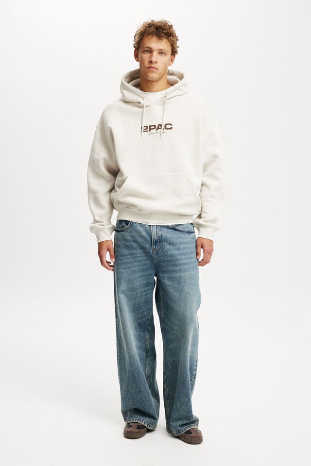 Cotton On Tupac Box Fit Music Hoodie Lcn Bra Bone/tupac Signature