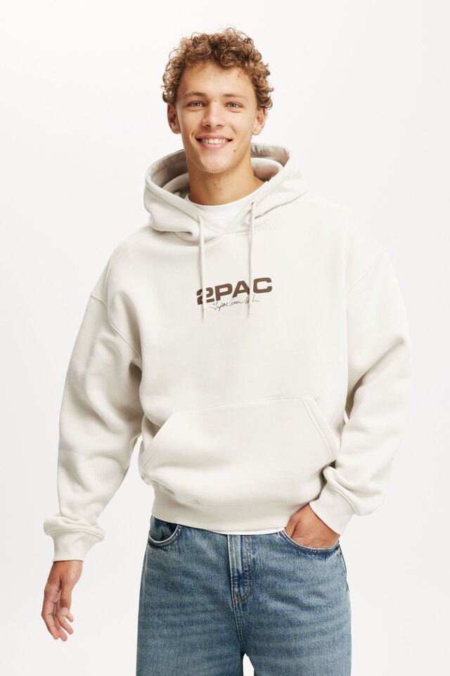 cotton on Tupac Box Fit Music Hoodie lcn bra bone/tupac signature