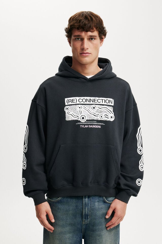 cotton on Tylah Saunders Box Fit Hoodie lcn bra washed black/place of connection