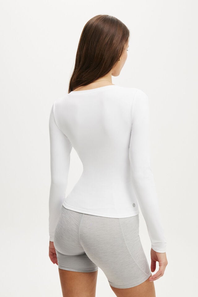 Cotton On Ultra Soft Plunge Front Long Sleeve White
