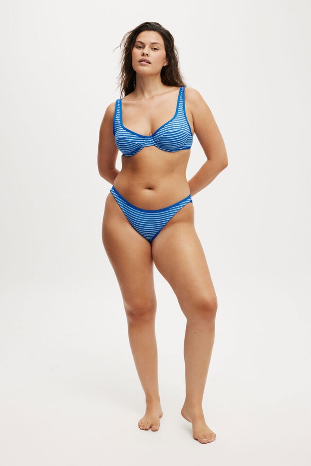 Cotton On Underwire Balconette Bikini Top Heather Stripe Rib