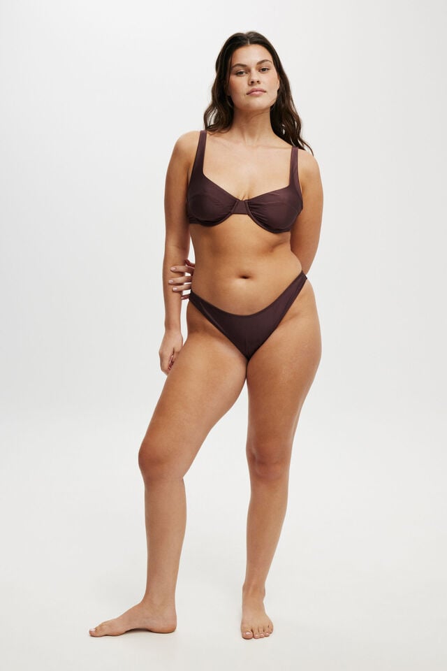 Cotton On Underwire Balconette Bikini Top Willow Brown Shimmer