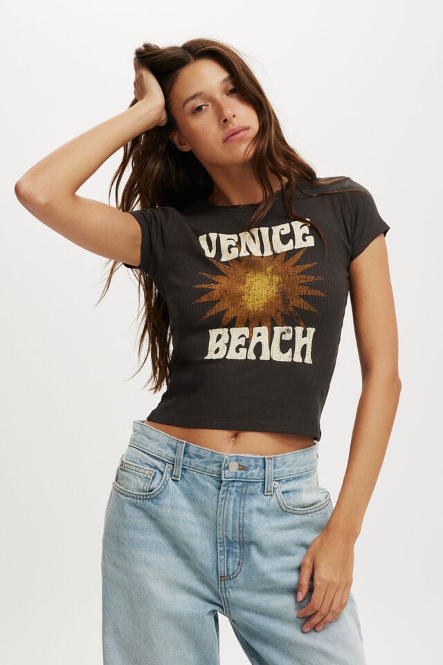 cotton on Urban Graphic Baby Tee venice beach/ washed black