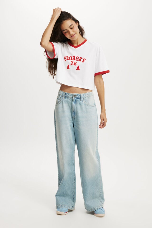 Cotton On V Neck Boxy Crop Graphic Tee Georges 72/white