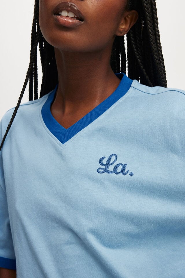 Cotton On V Neck Boxy Crop Graphic Tee La 79/ Riverside