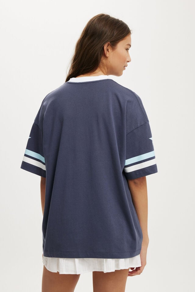 Cotton On V Neck Retro Graphic Boxy Tee 16/ Collegiate Navy
