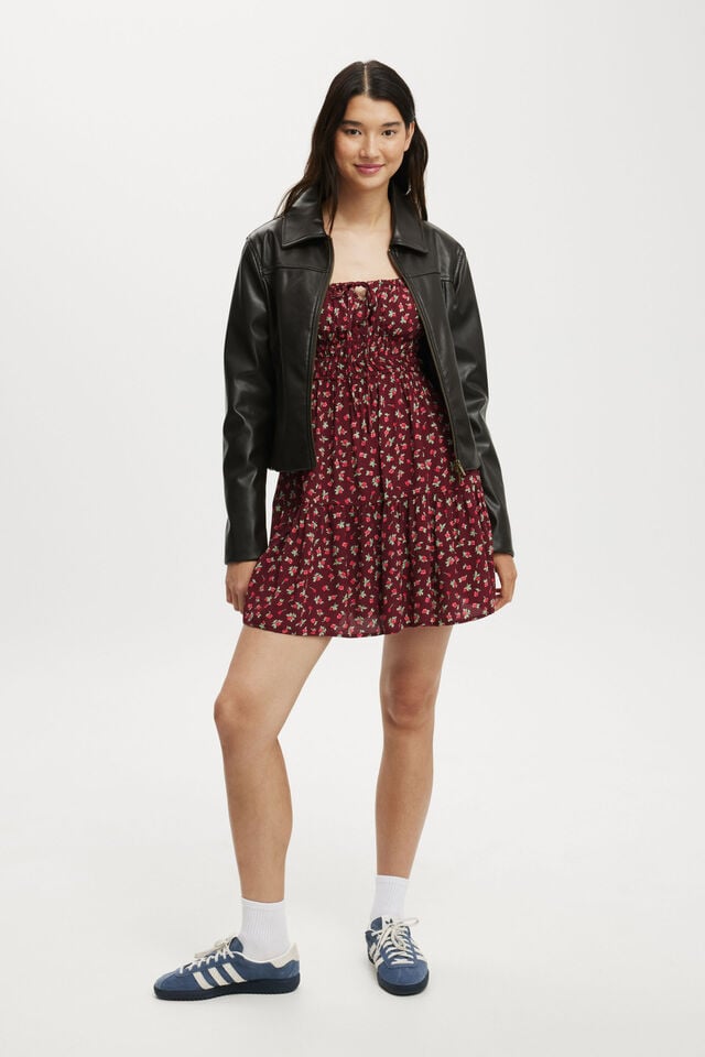 Cotton On Valerie Long Sleeve Mini Dress Elliot Rose Cherry