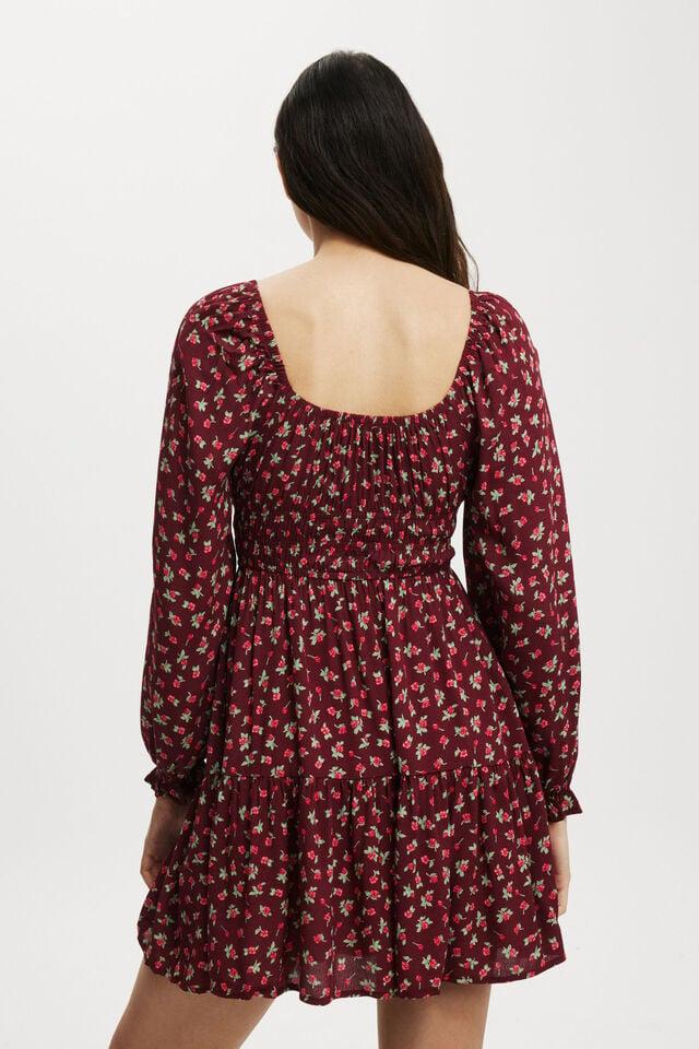 Cotton On Valerie Long Sleeve Mini Dress Elliot Rose Cherry