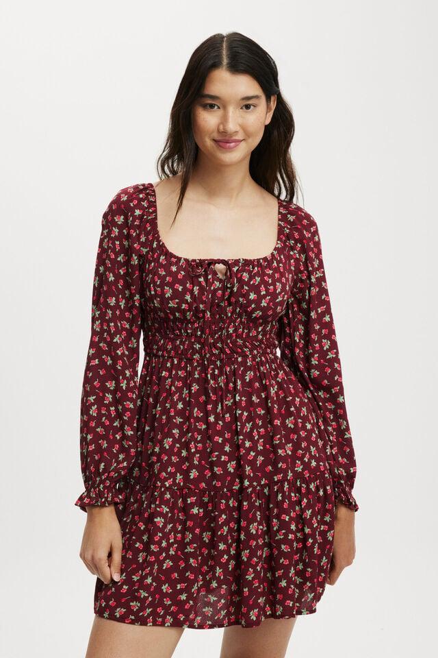 cotton on Valerie Long Sleeve Mini Dress elliot rose cherry