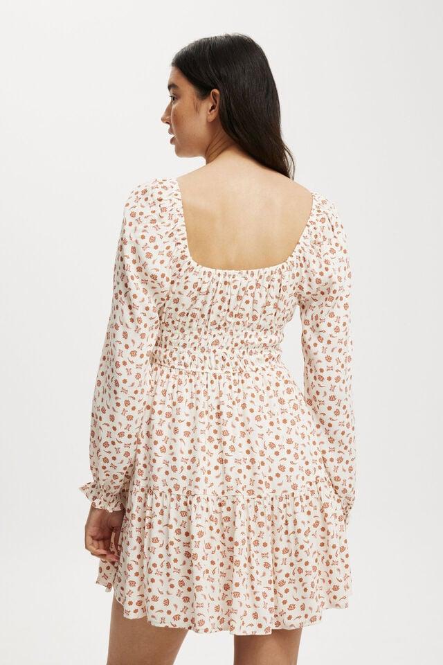 Cotton On Valerie Long Sleeve Mini Dress Paisley Ditsy Blondie